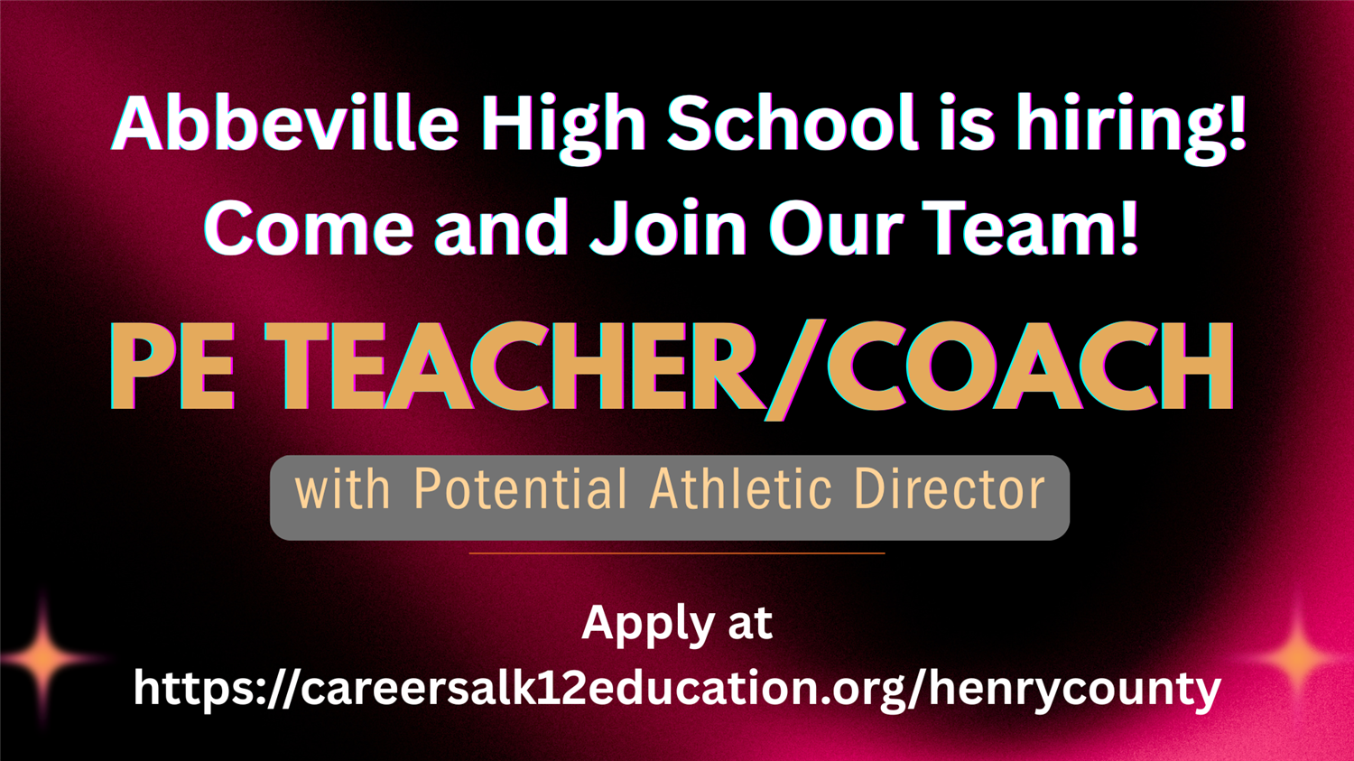 Hiring AHS PE Teacher/Coach with Potential Athletic Director